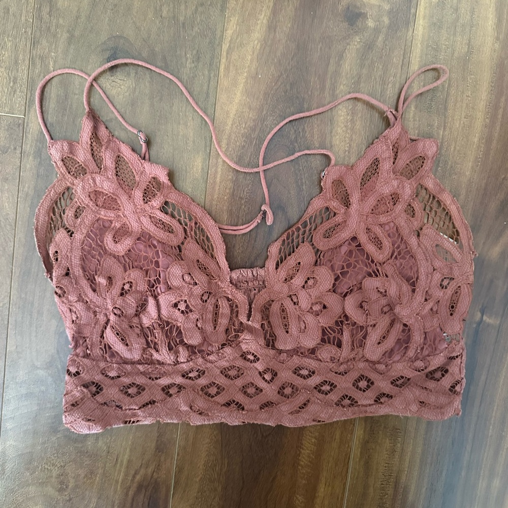 FP ONE burnt blush Lace Bralette with Strappy Back